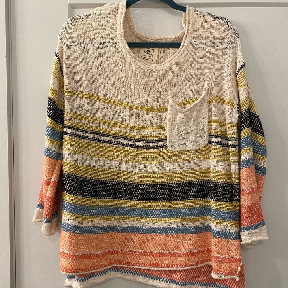 Rip Curl Women's Striped Sweater - Cream, Yellow, Blue, Orange